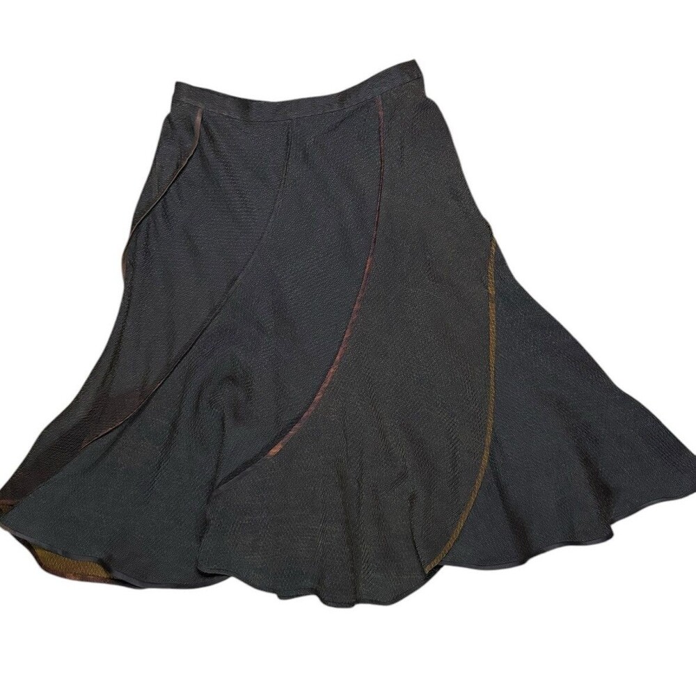 Sophie Hong Size 42 100% Silk Skirt Iridescent Brown Black Hand Dyed Lagenlook